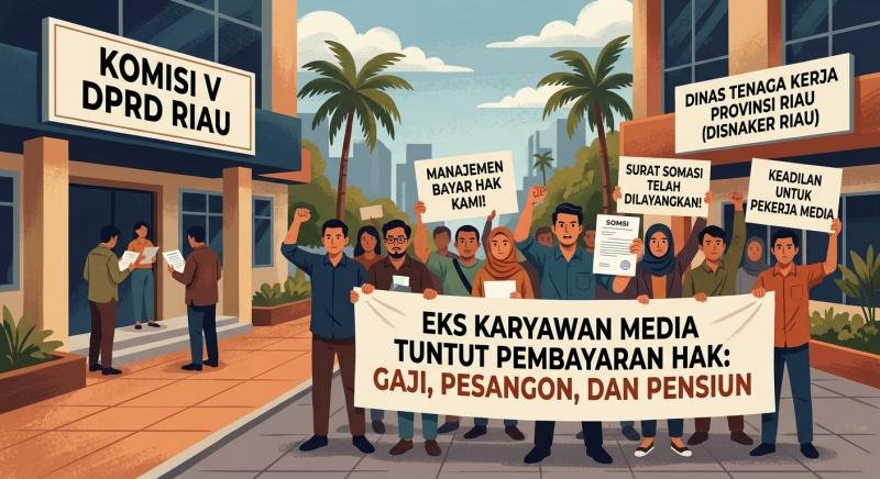 50 Eks Karyawan Riau Pos Group Adukan Dugaan Pelanggaran Hak ke Disnaker Riau, Tuntut Rp7,82 Miliar Dibayar